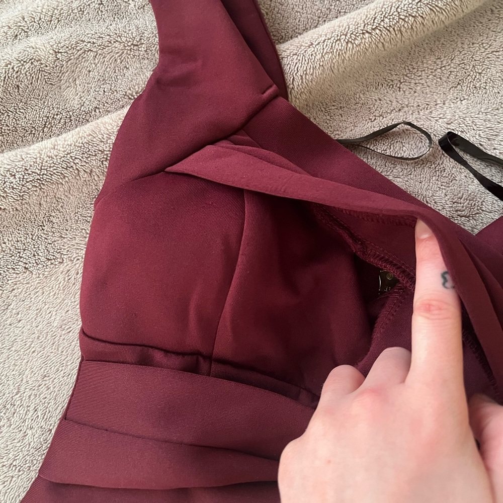 Burgundy “Emerald Sundae” thigh slit prom dress - Picture 9 of 16